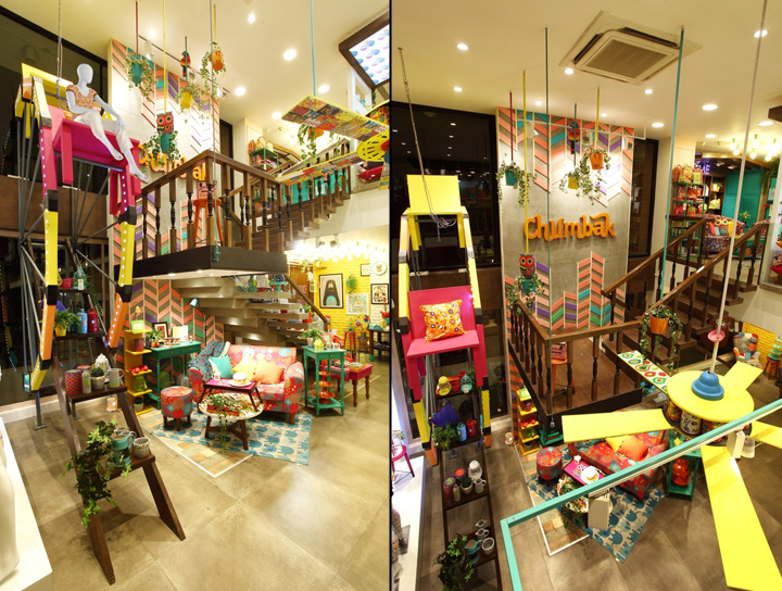 Яркие элементы в дизайне магазина Chumbak. Фото 5