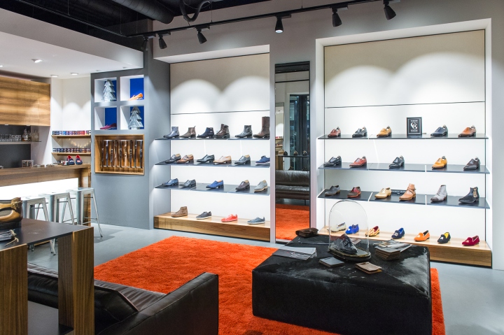 Стеллажи с обувью в интерьере магазина BROGUE в Швейцарии