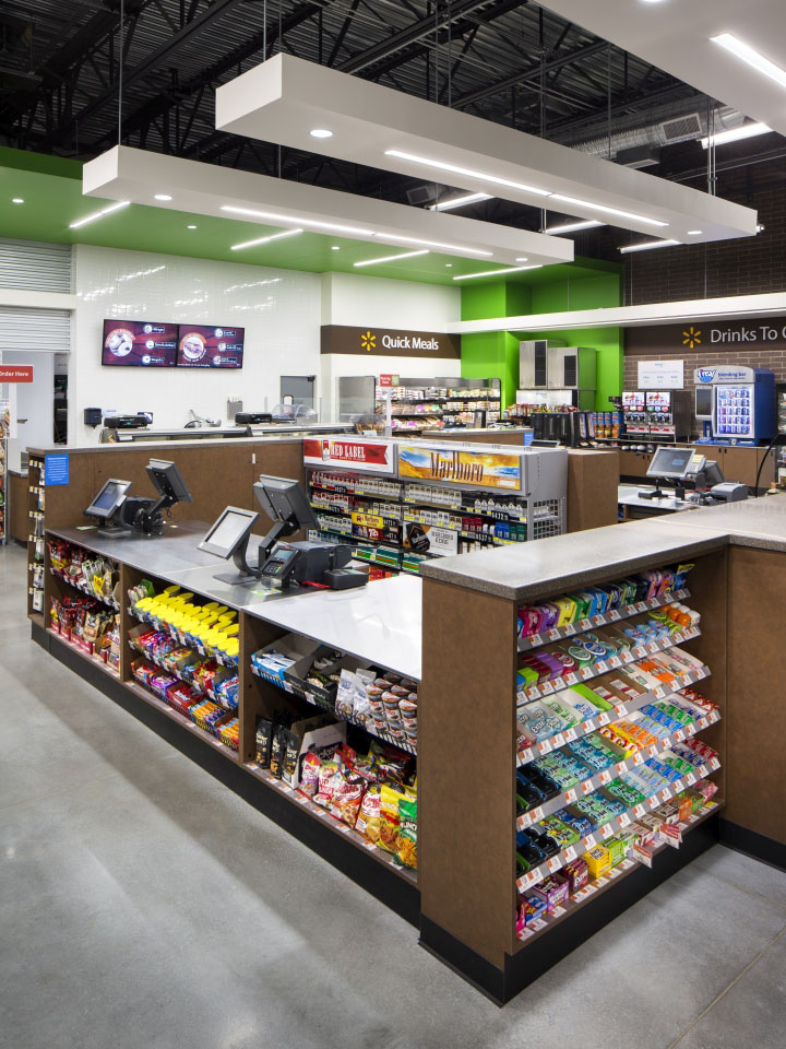 Прекрасный дизайн интерьера продуктового магазина Walmart в США