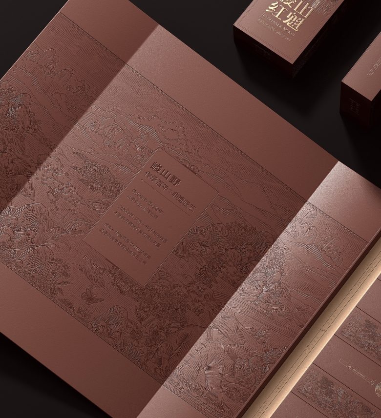 Деталь внутреннего оформления упаковки чая с орнаментом Junshanye x Gugo Brand