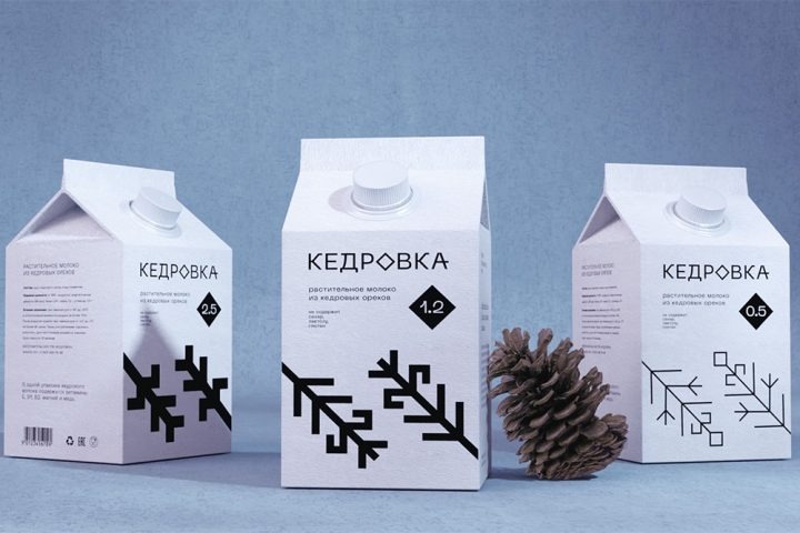 Групповая композиция упаковок с шишками Kedrovka cedar milk