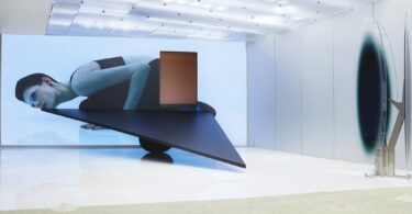 Инсталляция с экраном и художественным объектом в магазине ADERERROR store