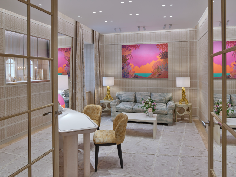 Комната отдыха с мягким диваном Dior flagship store