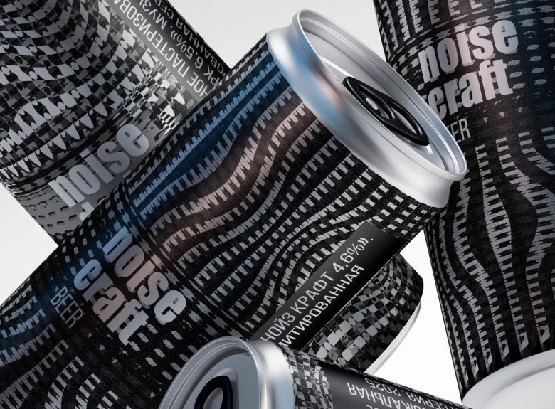 Крупный план банки крафтового пива Noise