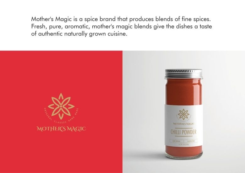 Логотип бренда на красном фоне Mother’s Magic