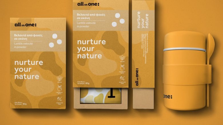 Набор упаковки с бежевым дизайном All in One