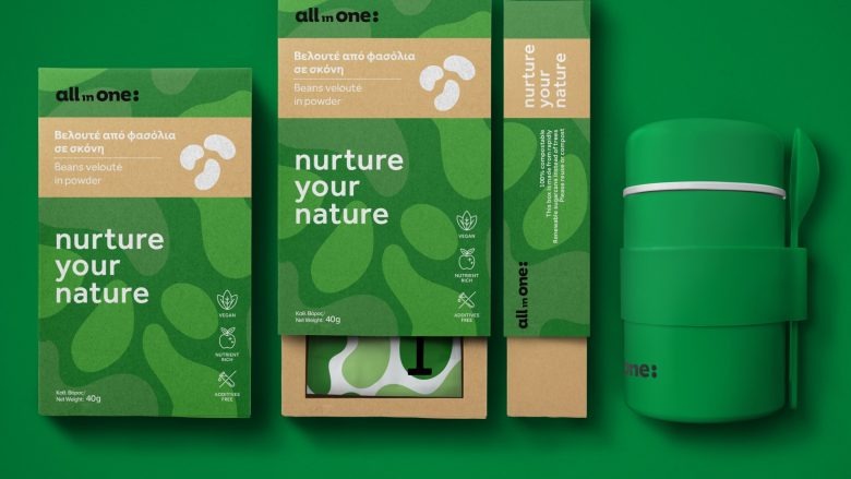 Набор упаковки с зелёным дизайном All in One