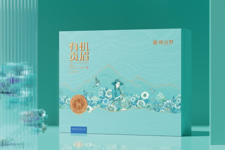 Подарочная коробка чая на зелёном фоне Junshanye х Googol