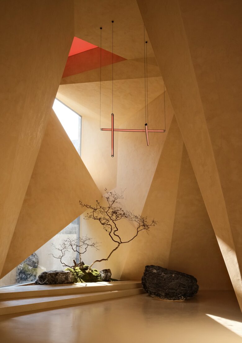 Шоурум Fang Eyewear Подвесные светильники крест и композиция с бонсай