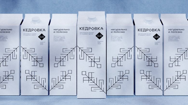 Серия упаковок с геометрическим орнаментом Kedrovka cedar milk