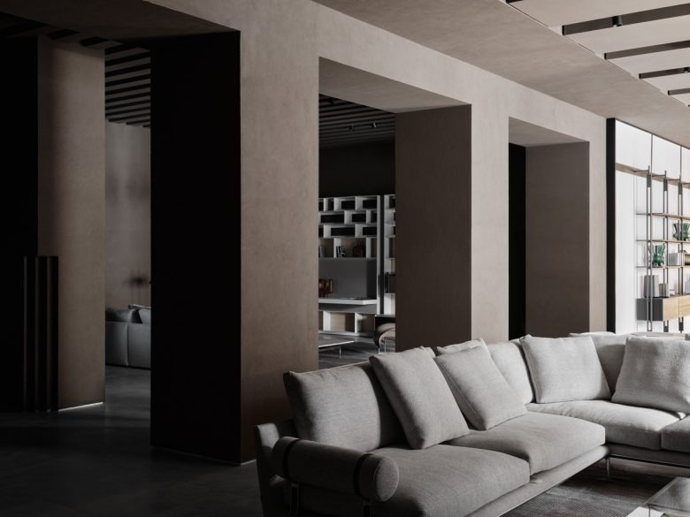 Современная гостиная с мягкой зоной Luxury furniture store Trio-Interior