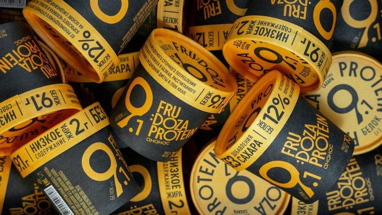 Жёлтые стаканчики протеинового мороженого FRU_DOZA Protein Ice Cream