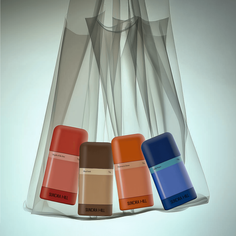 четыре флакона Sundra Hill в сетке