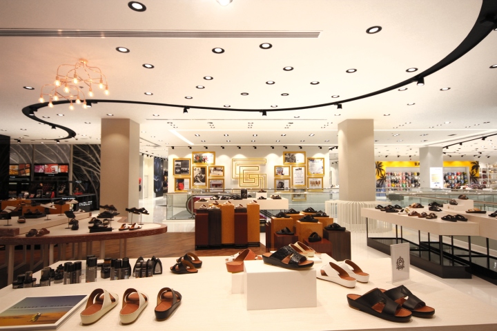 Белые прилавки в дизайн магазина обуви
