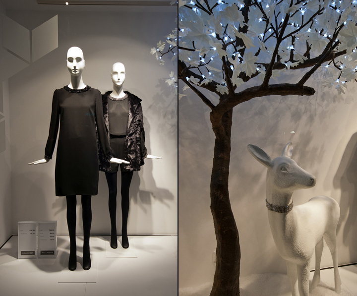 Чёрно-белый в дизайне витрины бутика одежды