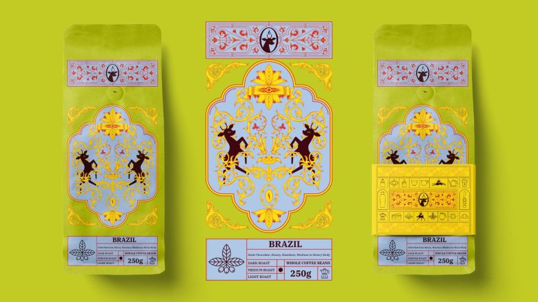 две пачки кофе Juwairya на жетом фоне