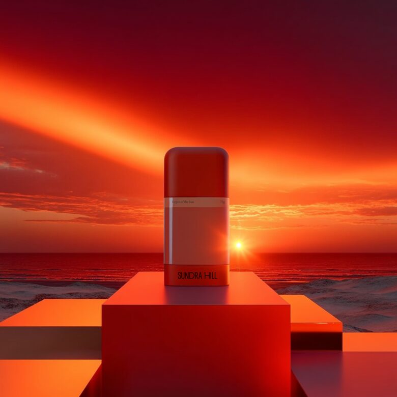 флакон на фоне заката Sundra Hill