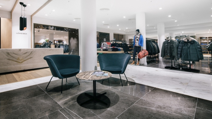Стильный дизайн интерьера магазина Ludwig Beck Menswear в Германии