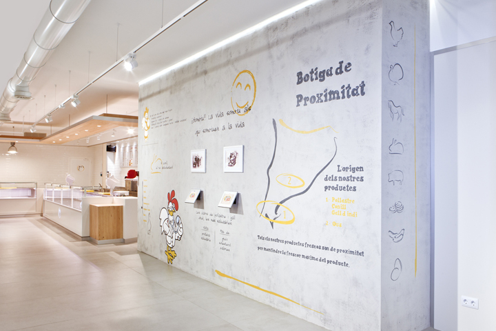Восхитительный дизайн интерьера продуктового магазина Pollos Planes в Испании