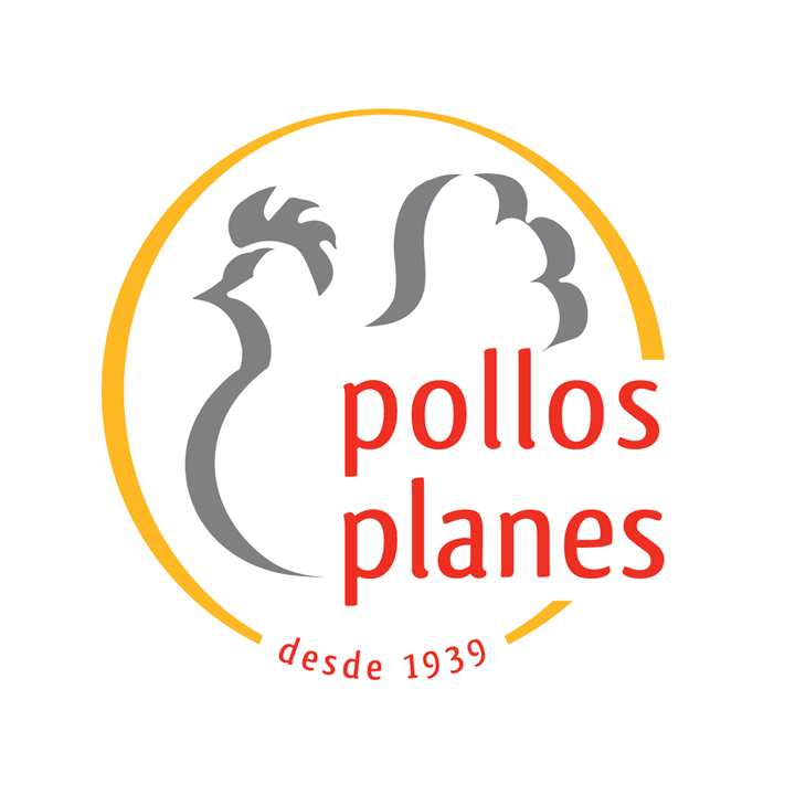Красивый логотип продуктового магазина Pollos Planes в Испании