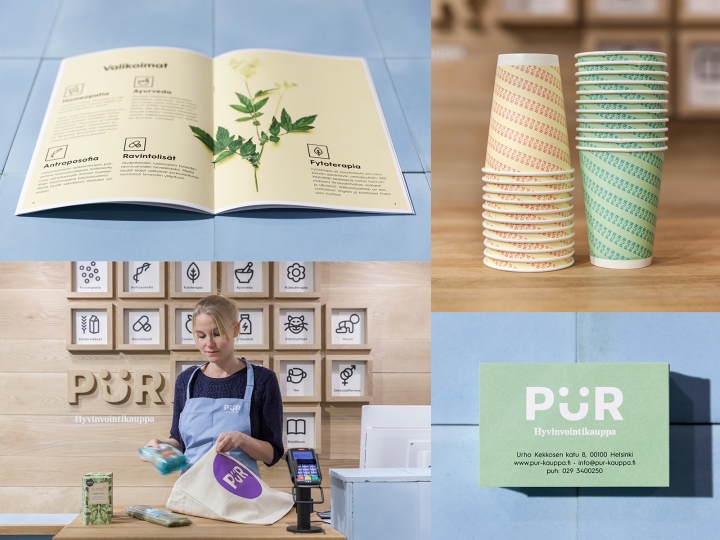Книга и кассир в магазине здорового питания Pur в Финляндии
