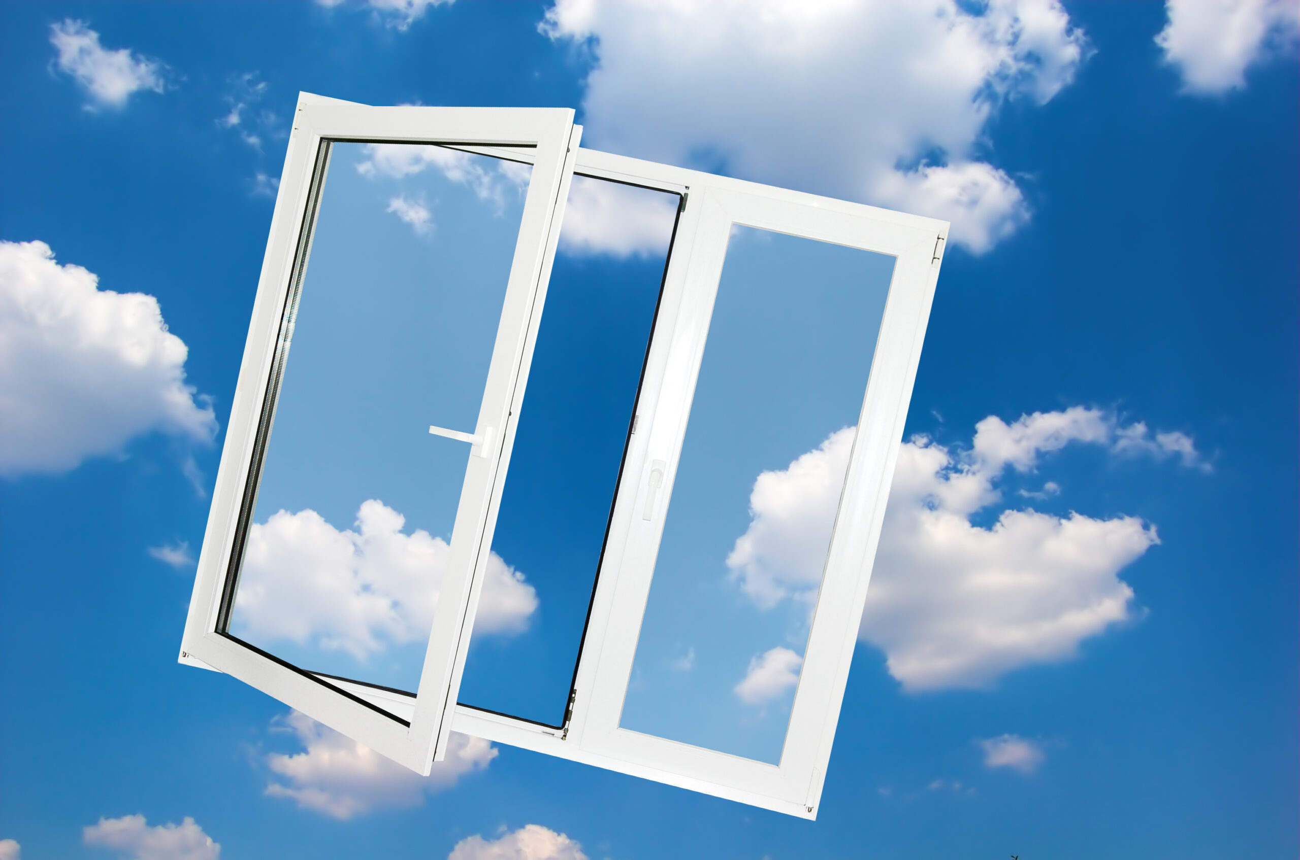 Window on blue sky
