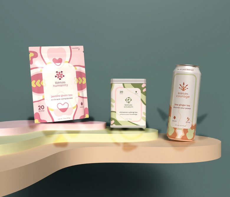 три вида 6 Virtues Tea на стенде