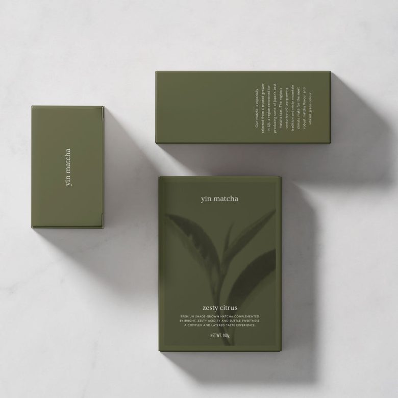 вид упаковки Yin Matcha с разных сторон